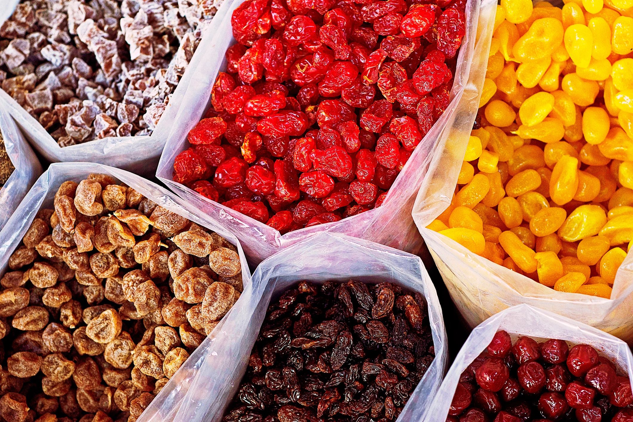 Assorted dry fruits displayed for wholesale trade