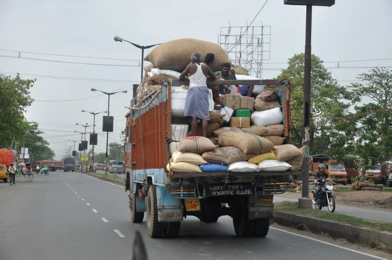 Loaded truck on dispatch along an Indian highway